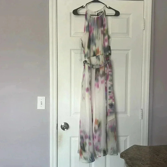 DKNY Printed Halter Tie-Waist Midi Dress Size 10 - Picture 6 of 8